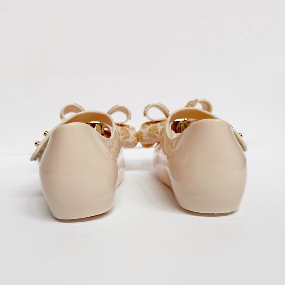 MINI MELISSA NUDE BEIGE ULTRAGIRL SWEET BB BIG GOLD FLOWER BOW JELLY SHOES - Picture 4 of 9